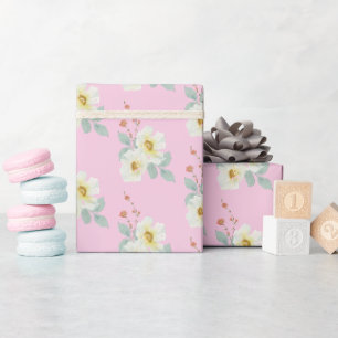 Elegantes weißes Aquarell-Blumenmuster Geschenkpapier