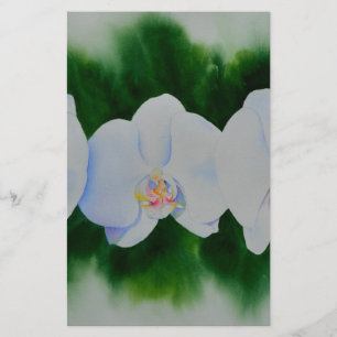 Elegantes, weißes Aquarell-Orchideenbild