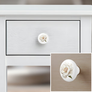 Elegantes, weißes Blume-Bauernhaus Keramikknauf