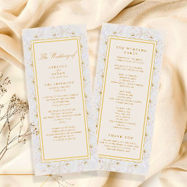 Elegantes Weißes Blumen- Ivory Gold Hochzeitsprogr Programm