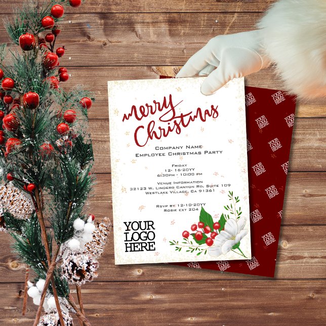 Elegantes Weißes Blumenbeeren Schnee Weihnachten P Einladung (Von Creator hochgeladen)