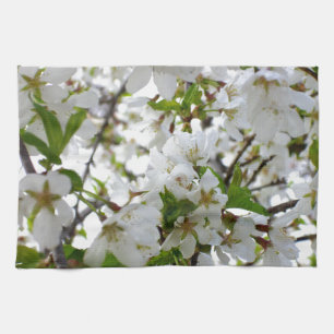 Elegantes weißes Blumenblüten-Foto Küchentuch