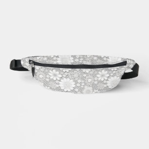 Elegantes weißes Blumenmuster Bauchtasche