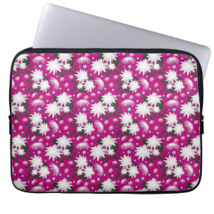 Elegantes weißes Blumenmuster Botanisches Design Laptopschutzhülle