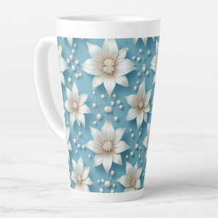 Elegantes weißes Blumenmuster mit Perlen Milchtasse