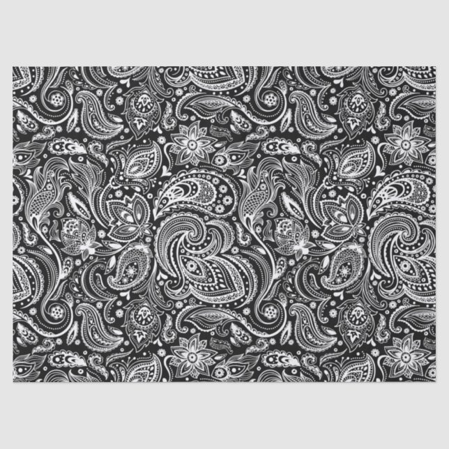 Elegantes weißes Blumenpaisley im Hintergrund Seidenpapier (Vorderseite)