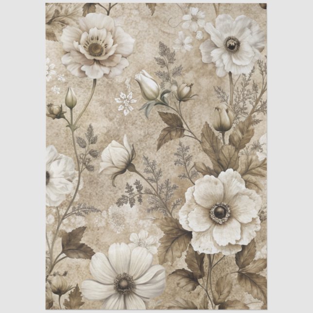 Elegantes Weißes Blumenzwiebelpapier Seidenpapier (Vorderseite)