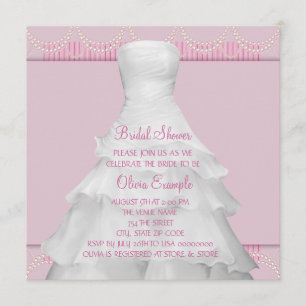 Elegantes weißes Brautkleid Brautparty Einladung
