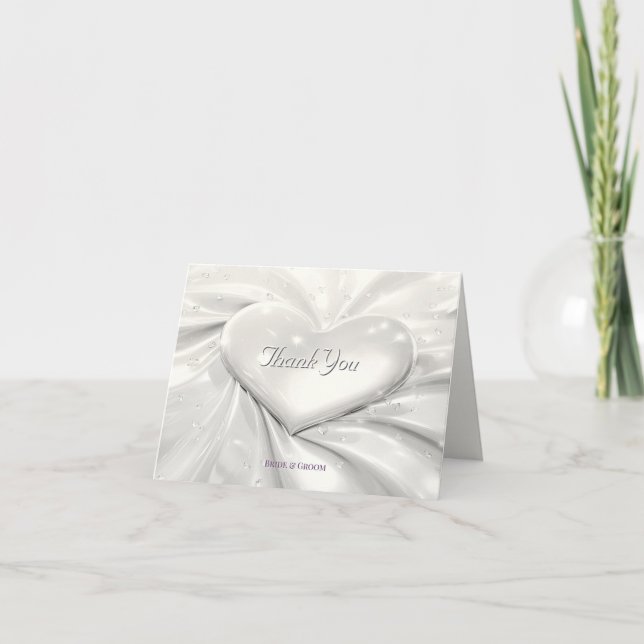 Elegantes Weißes Cream Herz Dankeschön Karte (Vorderseite)