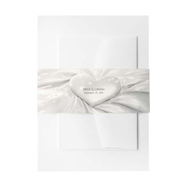 Elegantes Weißes Cream Herz Einladungsbanderole (Vorderseite Beispiel)