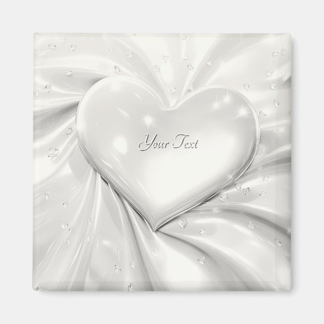 Elegantes Weißes Cream Herz Magnet (Vorne)