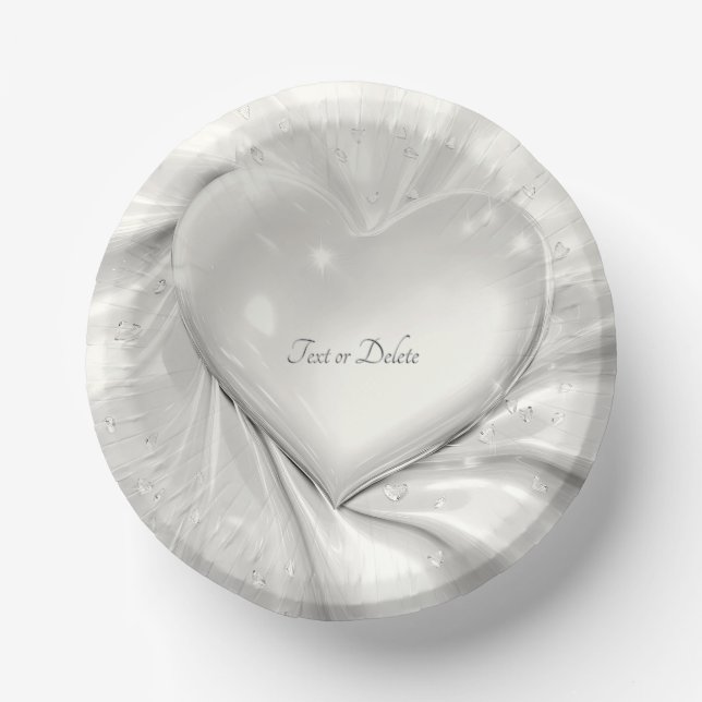 Elegantes Weißes Cream Herz Pappteller (Vorderseite)