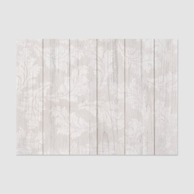 Elegantes weißes Damaselleaf botanisches rustikale Seidenpapier (Vorderseite)