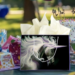 Elegantes weißes Einhorn mit fließender Mähne, lil Große Geschenktüte