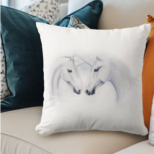 Elegantes weißes Einhorn-Paar Fantasy Romantisch Kissen