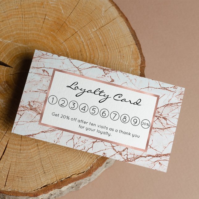 Elegantes weißes Elfenbein-Imitat Rose Gold Glitze Treuekarte (Elegant ivory white faux rose gold glitter marble loyalty)