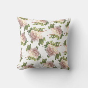 Elegantes, weißes Elfenbeinpfirsichmuster-Rose Kissen