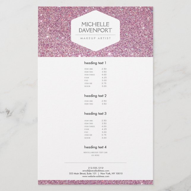 ELEGANTES WEISSES EMBLEM AUF PINK GLITZER Flyer (Vorne)