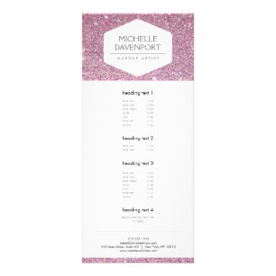 ELEGANTES WEISSES EMBLEM AUF PINK GLITZER Rack Car Werbekarte