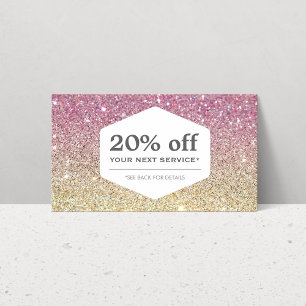 ELEGANTES WEISSES EMBLEM AUF PINK OMBRE Coupon-Kar Rabattkarte