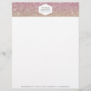ELEGANTES WEIßES EMBLEM AUF PINK OMBRE GLITTER BRIEFBOGEN