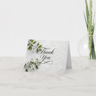Elegantes Weißes Florales Geprägtes Textur-Dankesc Dankeskarte