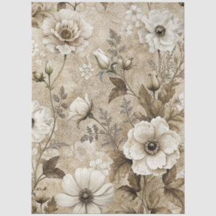 Elegantes weißes florales Grunge-Decoupage-Tissue- Seidenpapier
