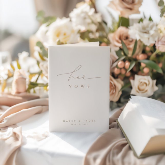 Elegantes weißes Foto, das ihre Stimmkarte hochhac Karte (Elegant White Photo Wedding Her Vows Card)