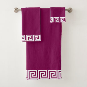 Elegantes weißes geometrisches Rahmenmuster auf Ma Badhandtuch Set
