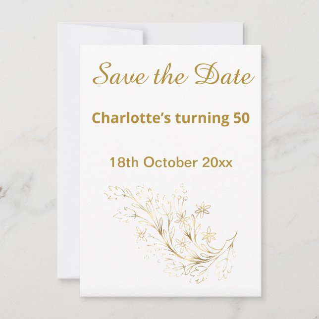 ELEGANTES WEISSES GOLDPINK-MARBLE SAVE THE DATE (Vorderseite)