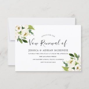 Elegantes weißes, grün blühendes Leaf Vow Renewal  RSVP Karte