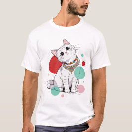 Elegantes weißes königliches Katzenhalsband-Design T-Shirt