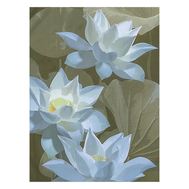 Elegantes weißes Lotus-Akrylkunstwerk | Tischdecke (Vorderseite)