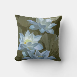Elegantes weißes Lotus-Akrylus-Kunstwerk Kissen