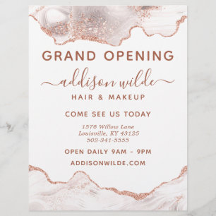 Elegantes Weißes Marmor-Achat-Roségold-Glitter-Ges Flyer