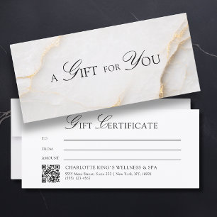 Elegantes weißes Marmor-QR-Code-Geschenkgutschein