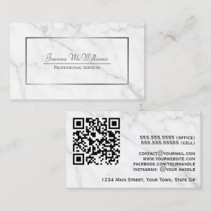 Elegantes Weißes Marmor & Silber Professioneller Q Visitenkarte