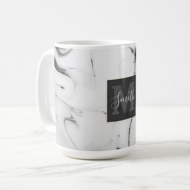 Elegantes weißes Marmorbild Kaffeetasse (Vorderseite Links)
