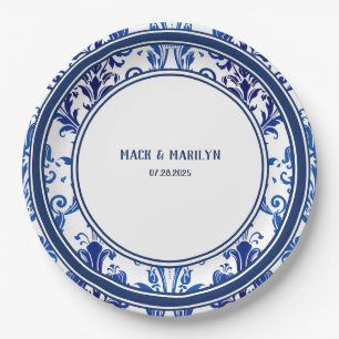 Elegantes weißes Marmorfeuer Pappteller
