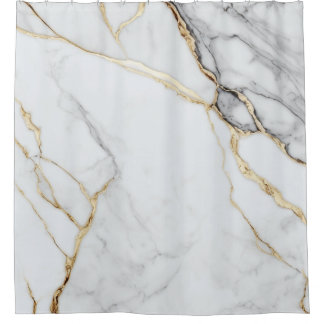 Elegantes weißes Marmorgold Kintsugi Adern Duschvorhang