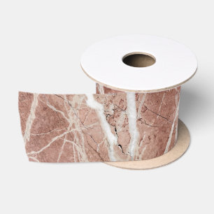 Elegantes weißes Marmormonogramm des Rosen-Gold Satinband