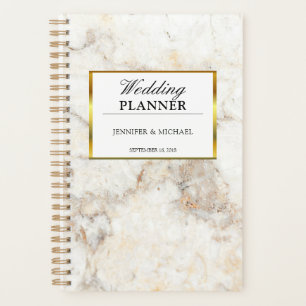 Elegantes weißes Marmormuster Hochzeitsplaner Planer