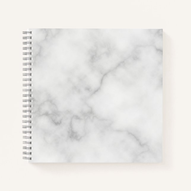 Elegantes, weißes Marmormuster Notizbuch (Vorderseite)