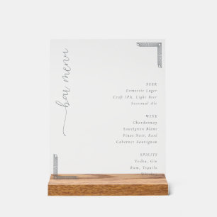 Elegantes weißes minimalistisches Bar-Menü Acrylschild