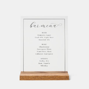 Elegantes weißes minimalistisches Bar-Menü Acrylschild