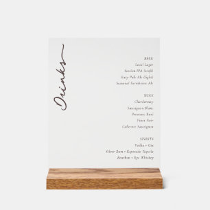 Elegantes weißes minimalistisches Menü-Schild Acrylschild