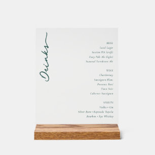 Elegantes weißes minimalistisches Menü-Schild Acrylschild