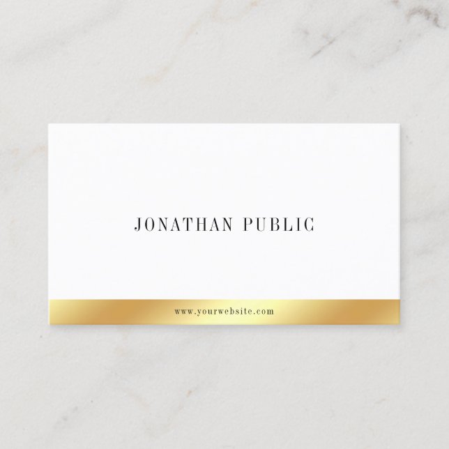 Elegantes, weißes Minimalistisches Template Visitenkarte (Vorderseite)