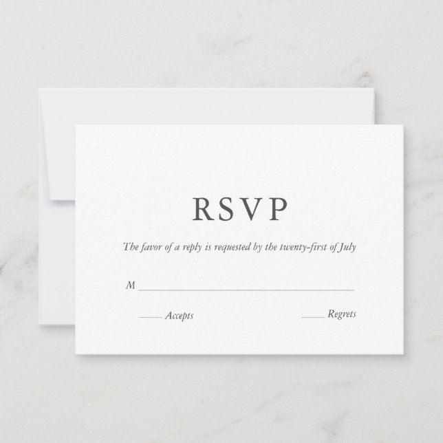 Elegantes, weißes, modernes Monogramm gestrichenes RSVP Karte (Vorderseite)