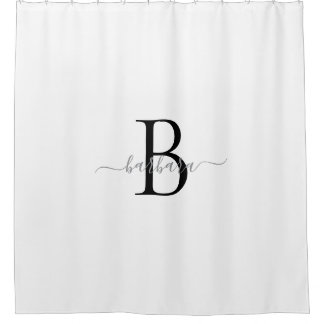 Elegantes weißes Monogramm-Name in Schreibschrift Duschvorhang